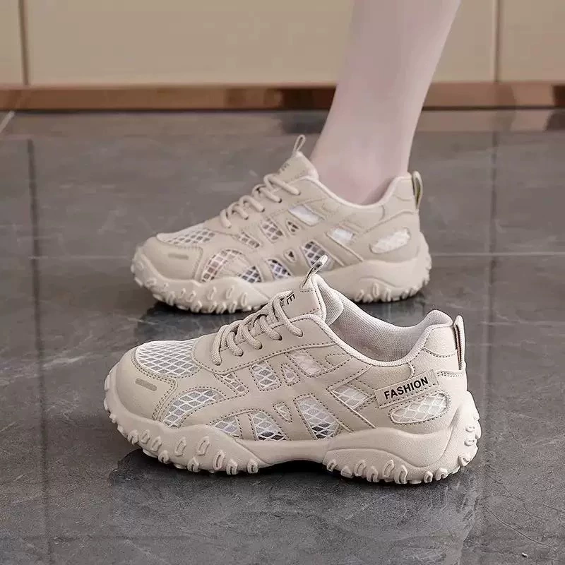 Zapatillas Chunky de malla transpirable para mujer verano, estilo coreano, suela gruesa, aumento de altura, zapatos de running