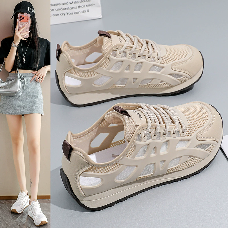 Zapatillas de malla transpirable suaves y ligeras para mujer verano, blancas finas, zapatos casual Dad