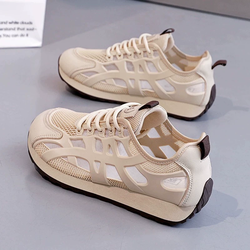 Zapatillas de malla transpirable suaves y ligeras para mujer verano, blancas finas, zapatos casual Dad