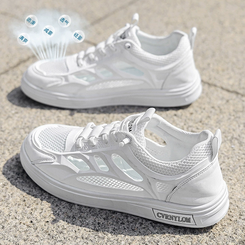 Men's 2026 Summer New Comfort Casual Shoes Mesh Breathable Anti-Odor Hollow Board Shoes Outdoor Casual