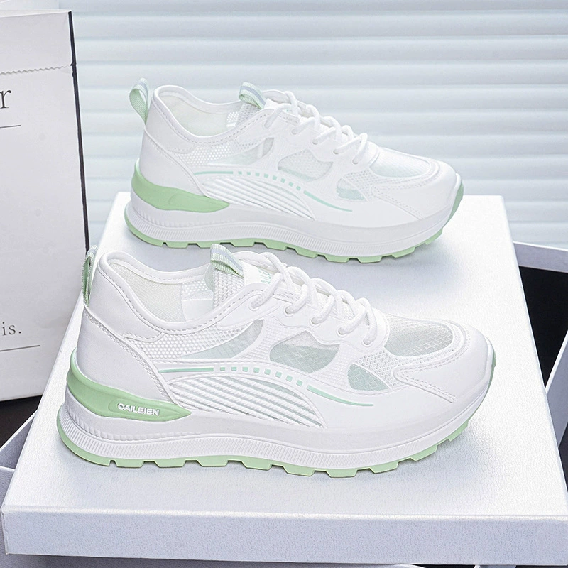 Zapatillas de malla transpirable finas para mujer verano, estilo coreano, suela gruesa, zapatos de running casual Dad