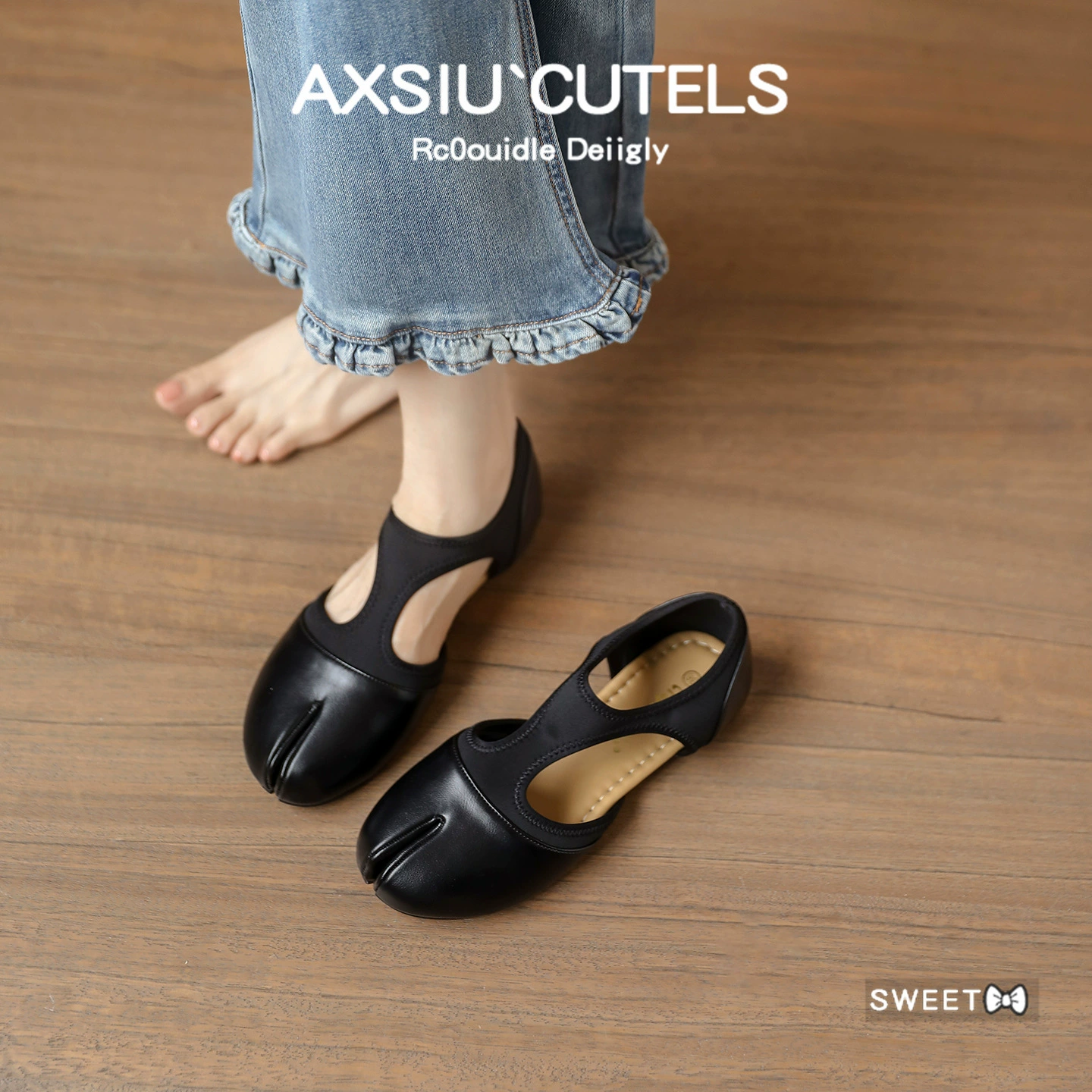 Sapatilhas Femininas 2026 Verão Retro Couro Macio Split Toe Ballet Mary Jane