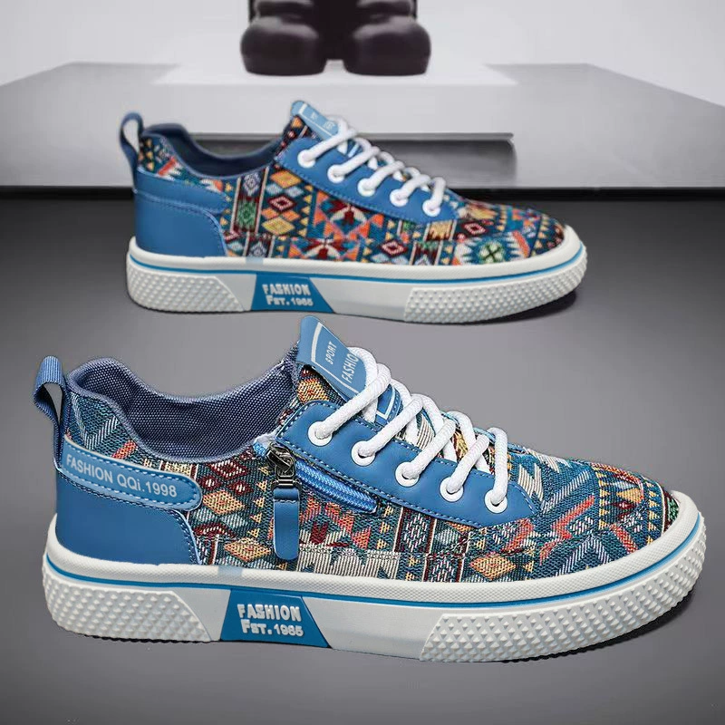 Zapatillas de lona estampadas casuales para hombre verano, ligeras, suela suave, para skateboarding