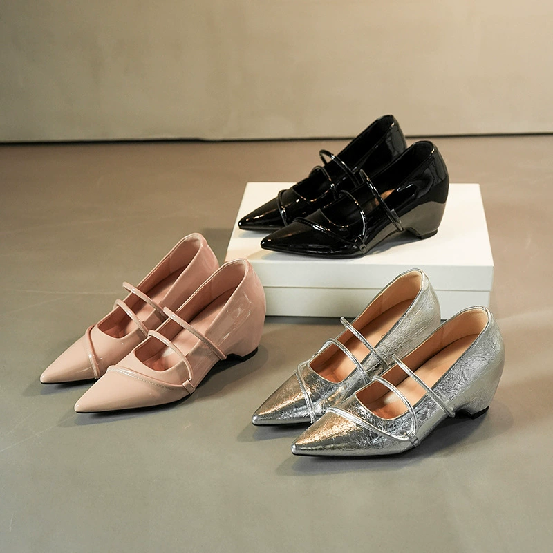 Scarpins Femininos Invisível 9cm Salto Nude Mary Jane 2026 Primavera Novo Bico Fino