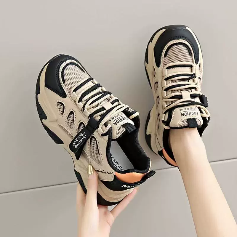 Verano 2026 mujer zapatillas dad de malla, estilo coreano suela gruesa estudiante casual