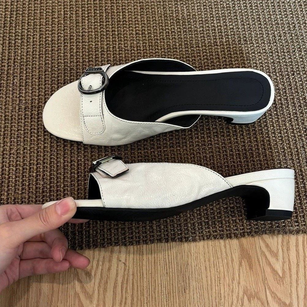 Chuyuji Sandales glissières françaises bride cheville femme été nouveau talon épais mules confortables