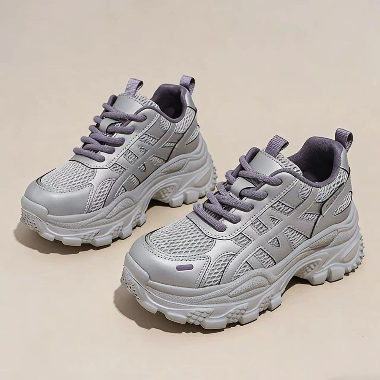 Verano mujer zapatillas dad suela gruesa transpirables, estilo coreano que aumentan altura