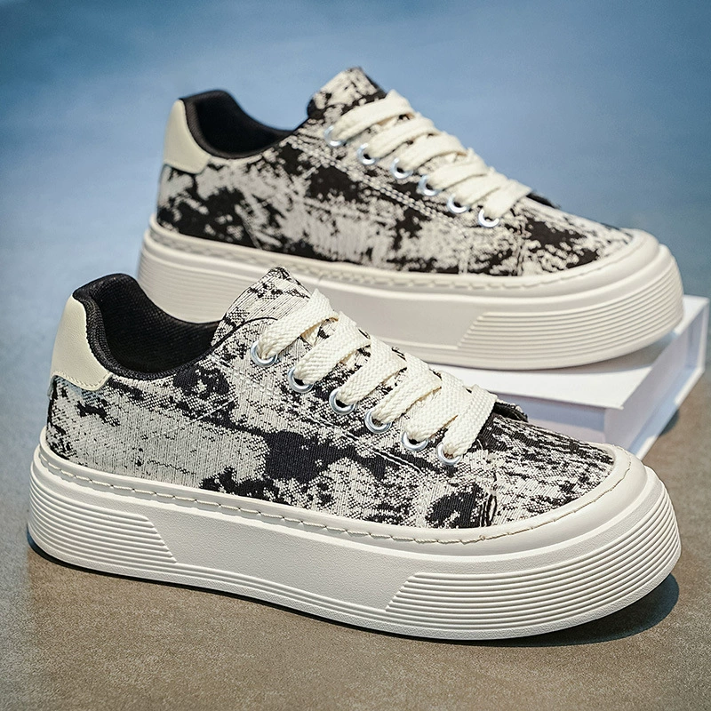 Zapatos de lona con estampado de tinta transpirables casuales ligeros para estudiante hombre 2026 verano