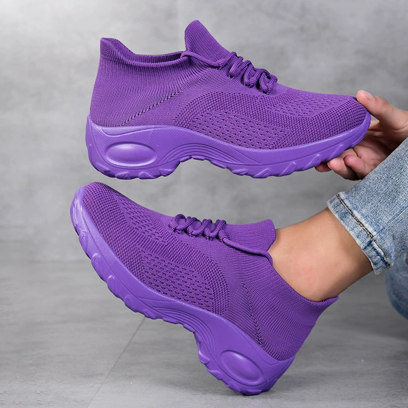 Cross-border 2026 New Middle-aged Mother Shoes Comfortable Thick Sole Anti-slip Casual Knitted Women