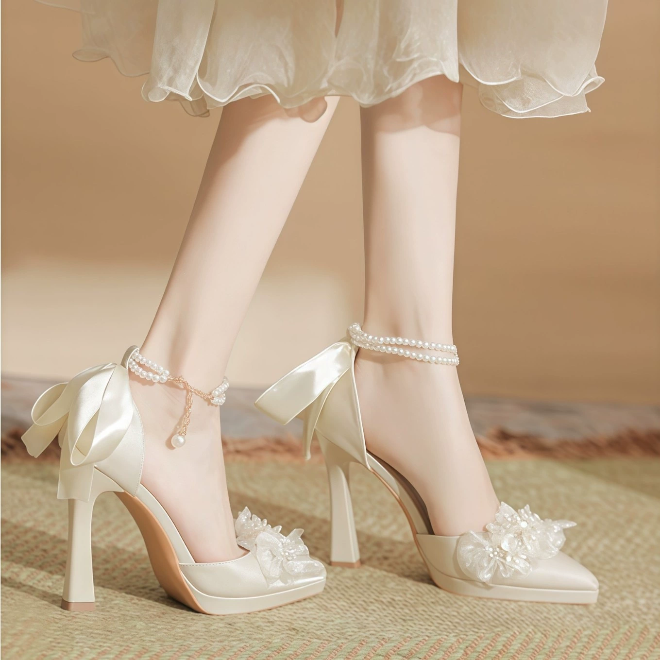Sandálias Chuyuji Femininas Plataforma Salto Alto 2026 Estilo Fada Champagne Sapatos Casamento