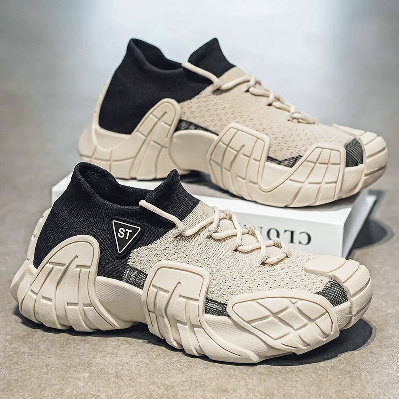Zapatillas de running de punto transpirables para hombre verano, suela suave, elevadoras, para padres