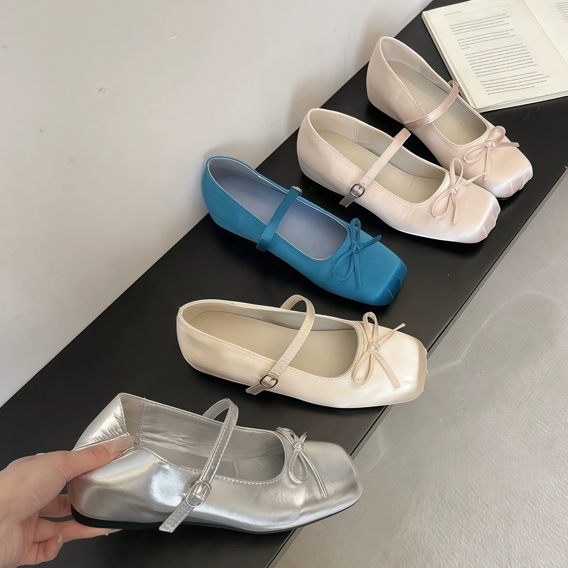 Chuyuji Chaussures Mary Jane Plates, Talon Caché, Ballet Satin, Femme Printemps-Été