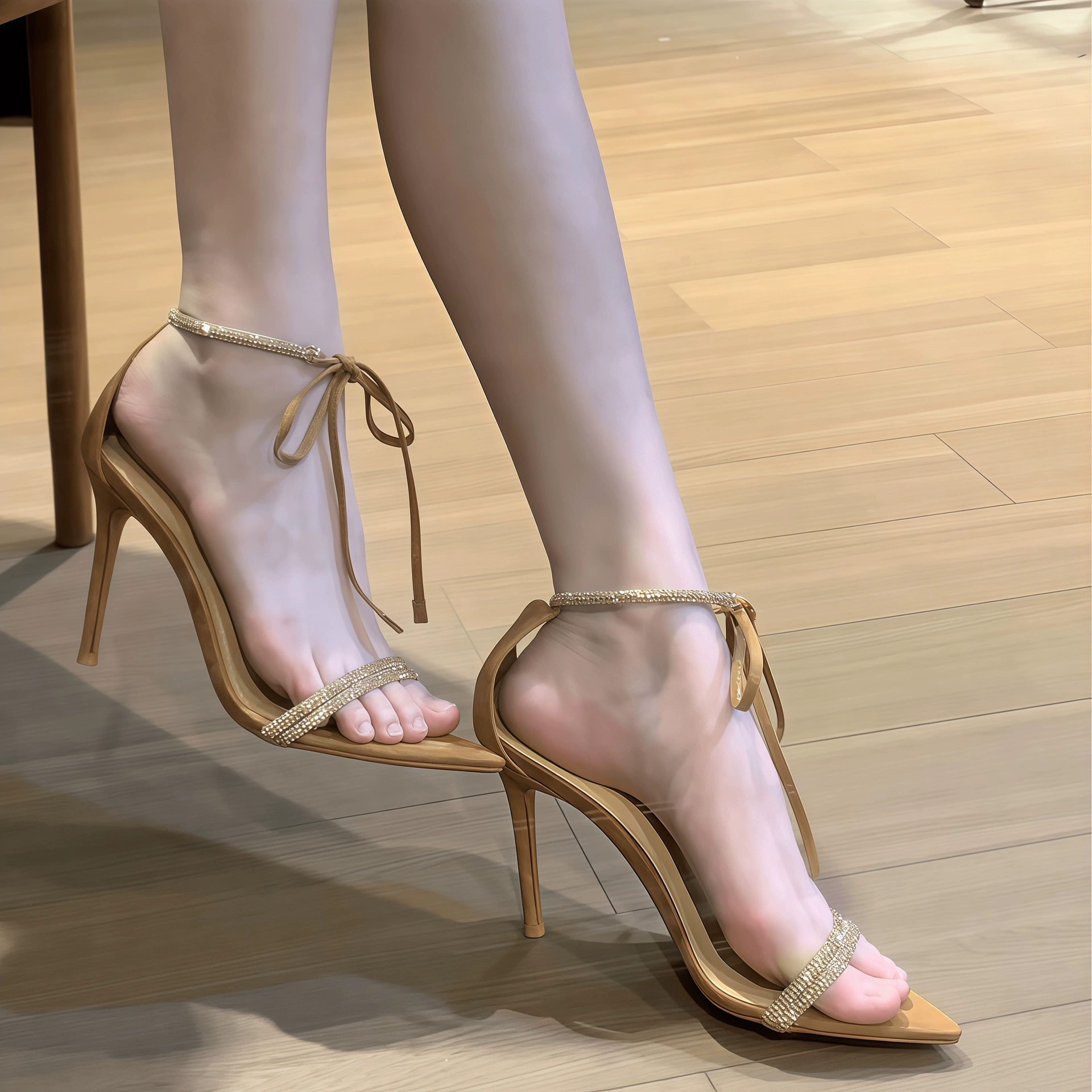 Chuyuji Sandales à Talon Stiletto Strass, Bride Croisée, Femme Été 2026, Sexy Bout Ouvert
