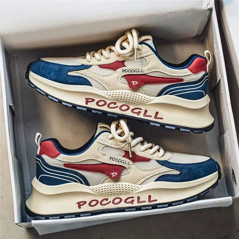 Мужские летние дышащие антизапаховые сетчатые повседневные увеличивающие рост ретро папины кеды 2025