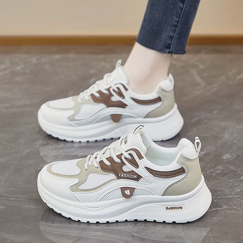 2026 primavera verano mujer zapatillas dad de malla transpirable suela gruesa, ligeras suela suave blancas