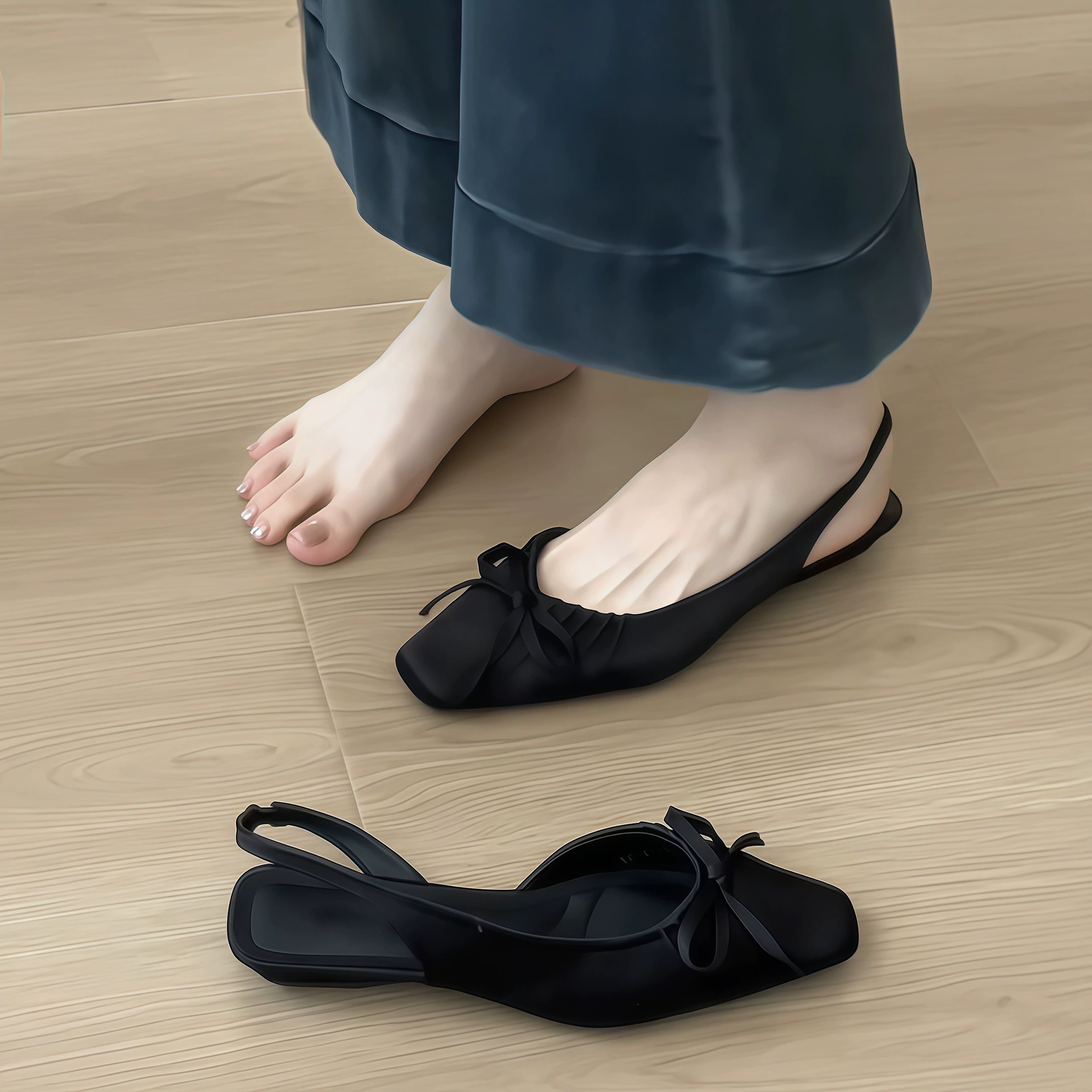Damen Spitze Zehen Schleife Geschlossene Zehen Sandalen 2026 Sommer Niedrige Absatz Mary Jane