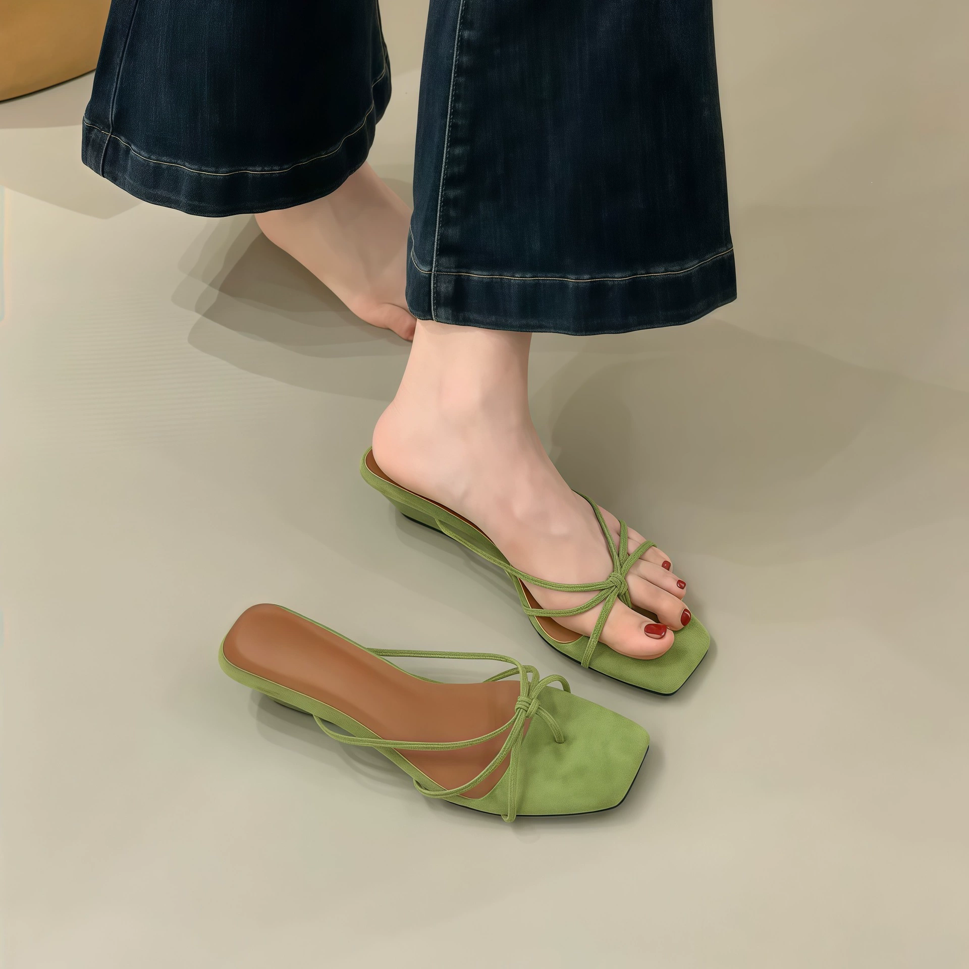 Sandales compensé fée à boucle d'orteil, été 2026, françaises, pour robe, à brides
