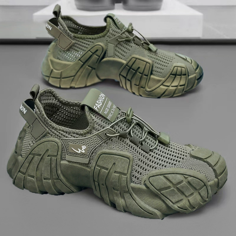 Zapatillas de running casuales transpirables de malla fina para hombre verano 2026, suela gruesa, estilo Yeezy
