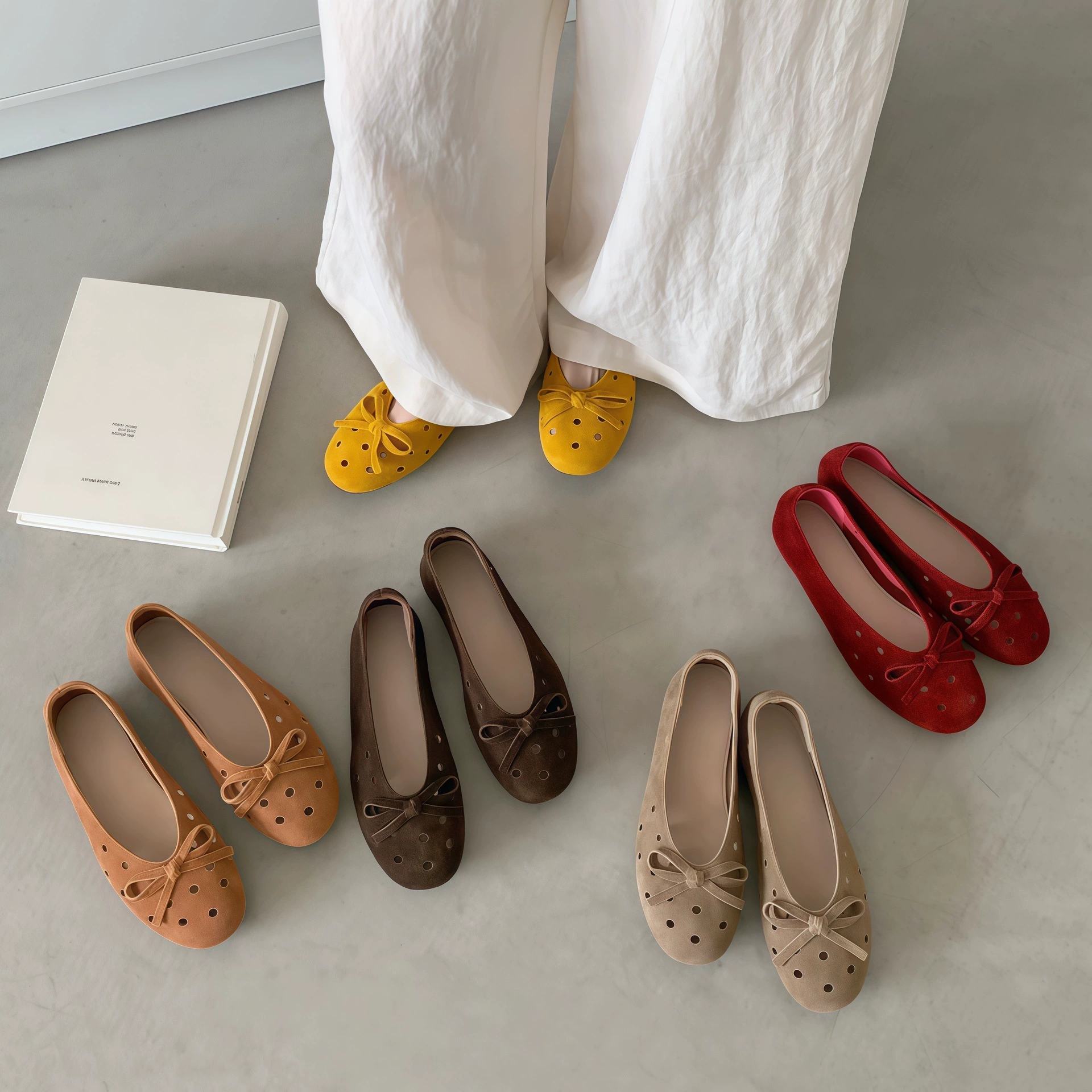 Chuyuji Sapatos Planos Respiráveis Retrô para Mulher Verão 2026 Grávida Avó Slip On