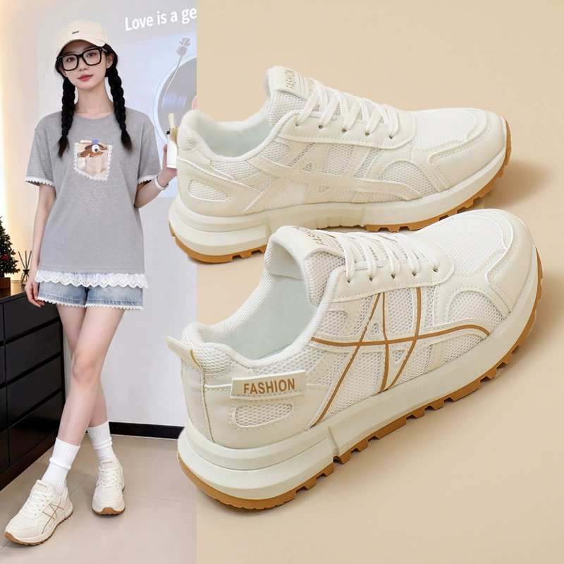 Zapatos deportivos de suela gruesa transpirables y cómodos para mujer, verano 2026, casuales