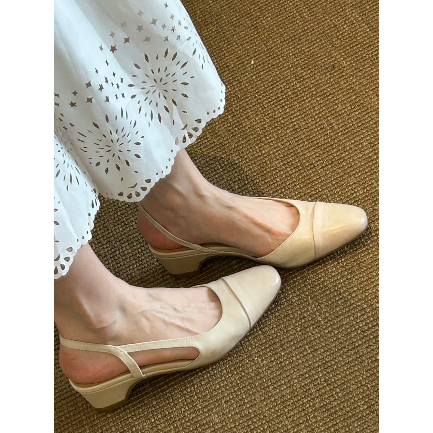 Sandalias retro francesas de punta cerrada para mujer, cuña transpirable, casual, verano