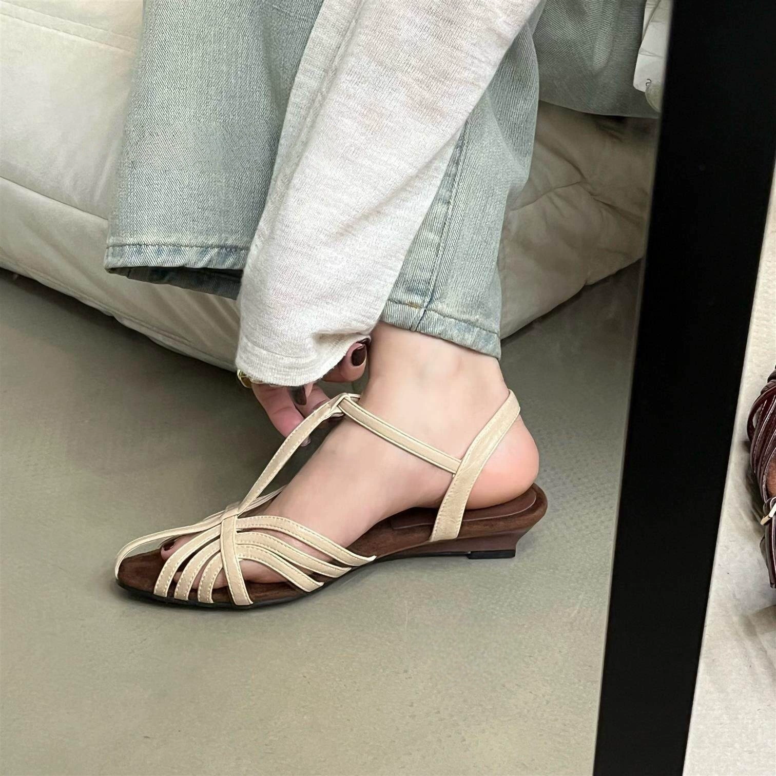 Sandalias de cuña tejidas estilo romano para mujer, retro y cómodas, casuales, verano