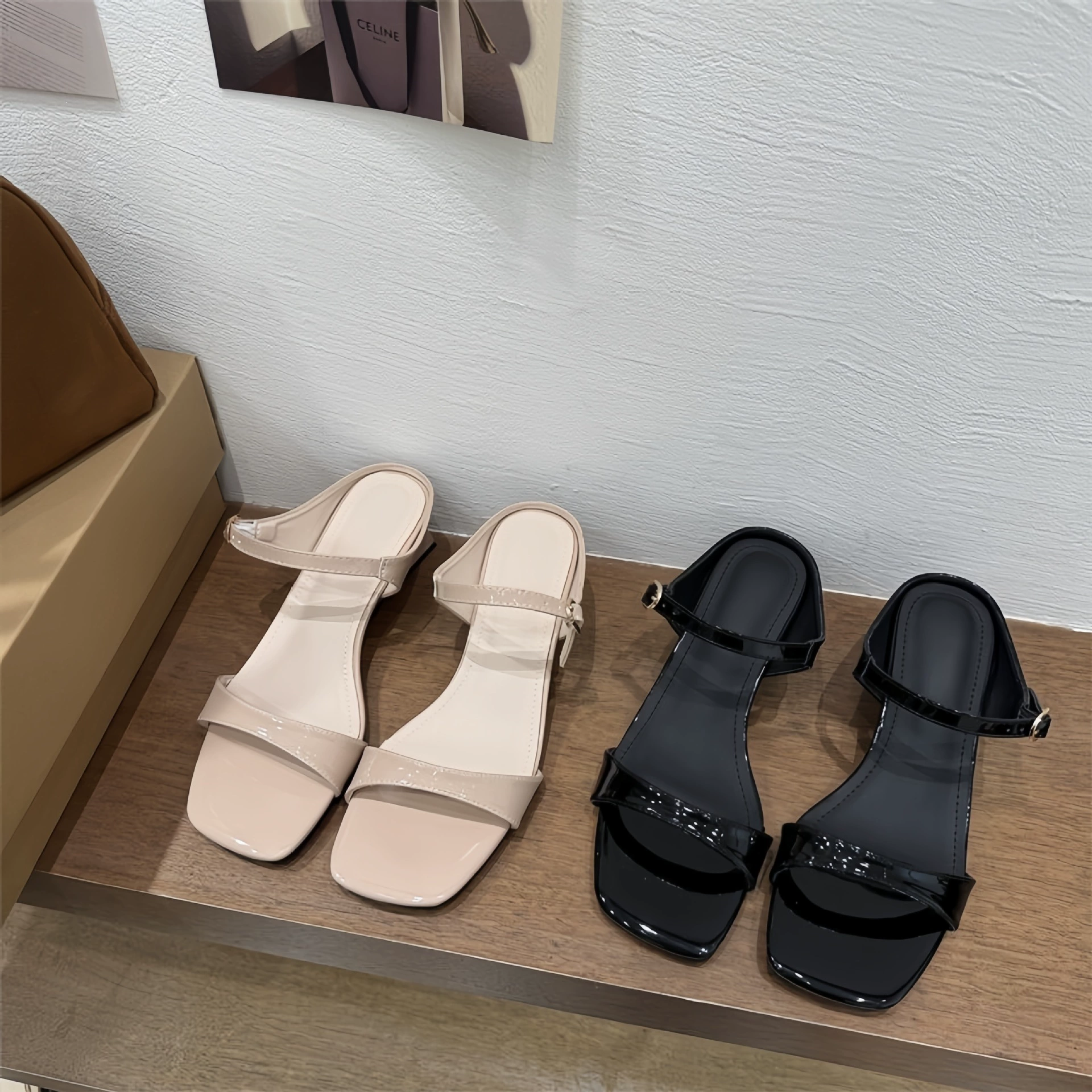 Sandalias francesas hermosas para mujer, cuña con tira, punta abierta, tacón, verano 2026