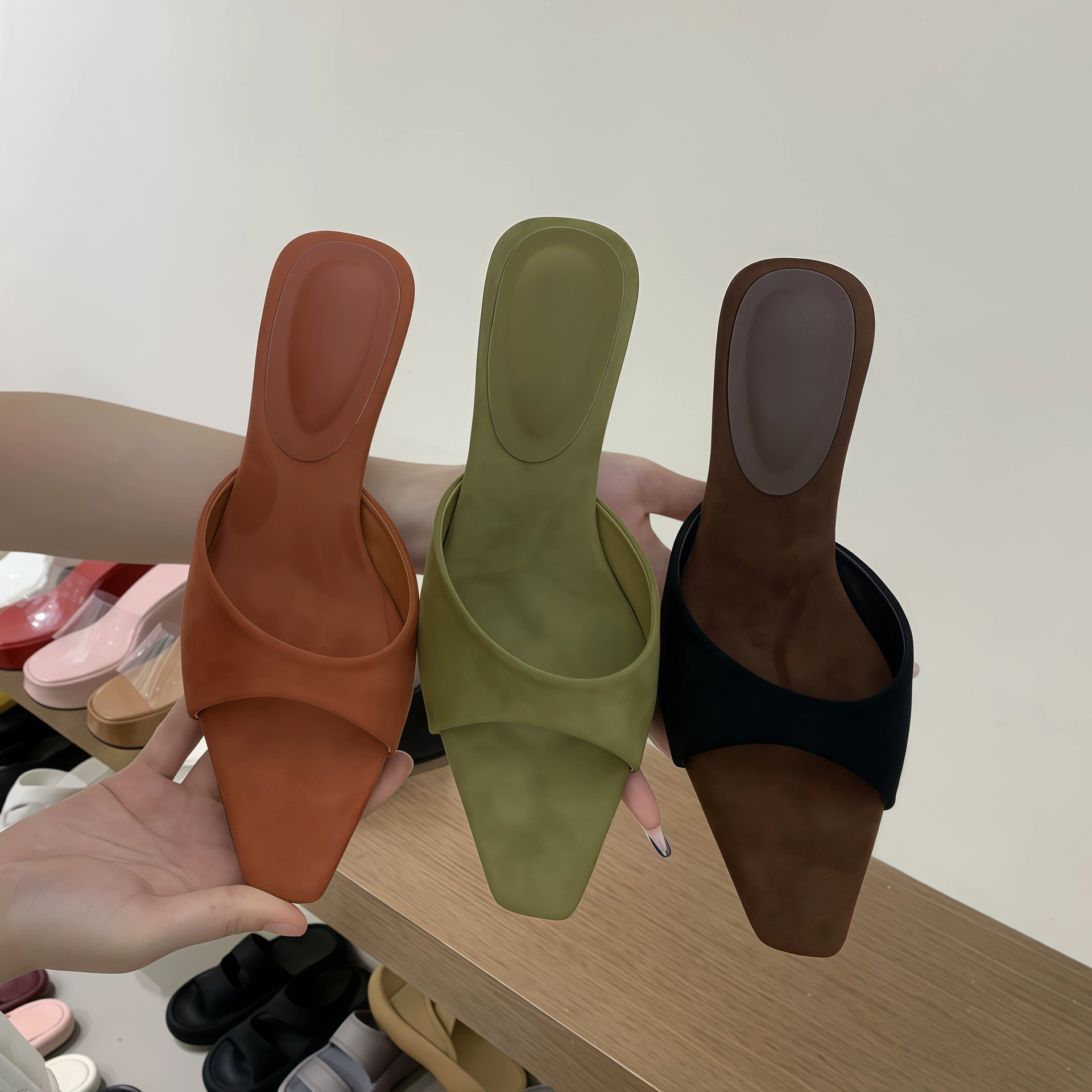 Sandalias de cuña francesas simples y modernas de punta abierta para mujer, verano casual vintage