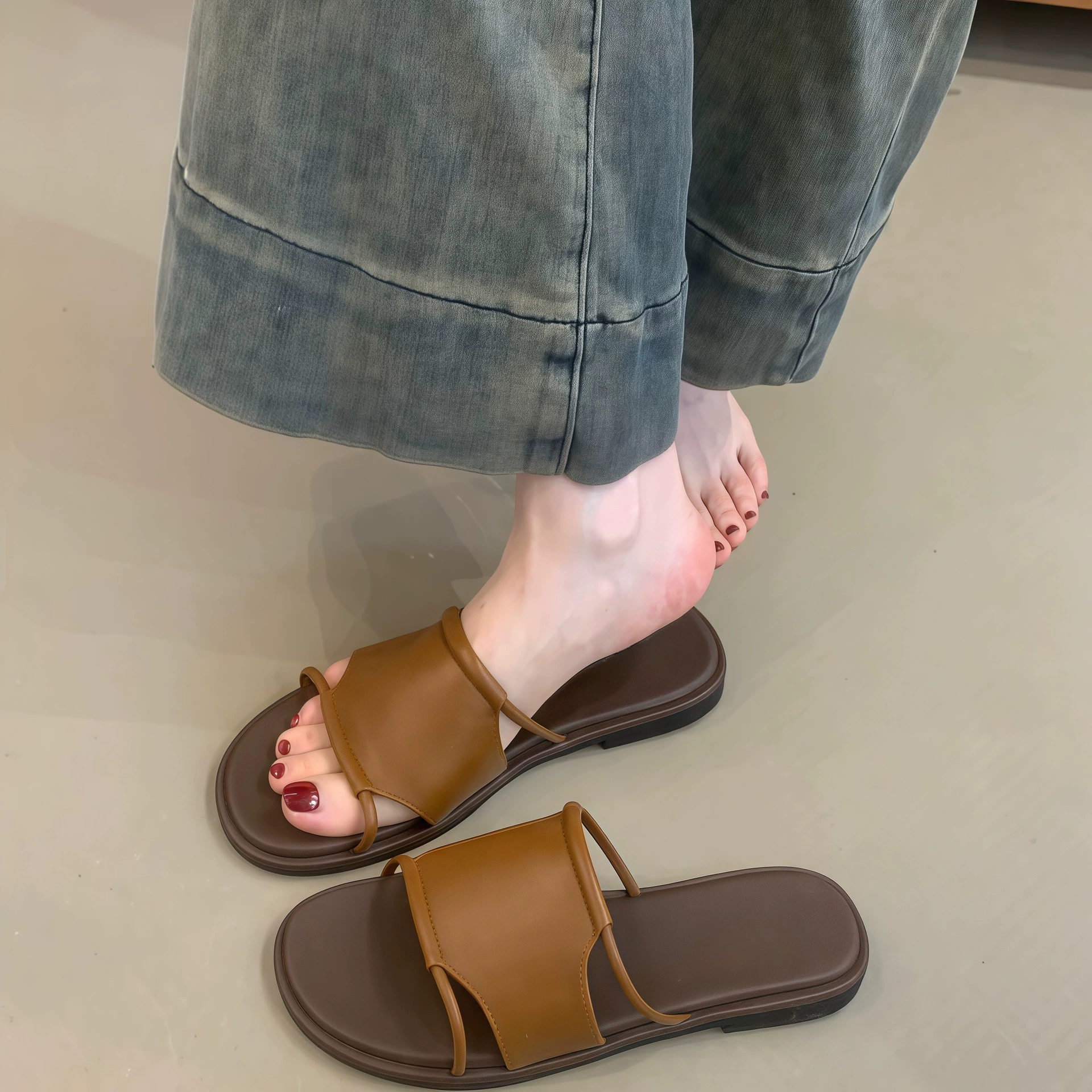 Sandalias de moda para mujer, verano 2026, nuevo coreano retro minimalista, punta abierta