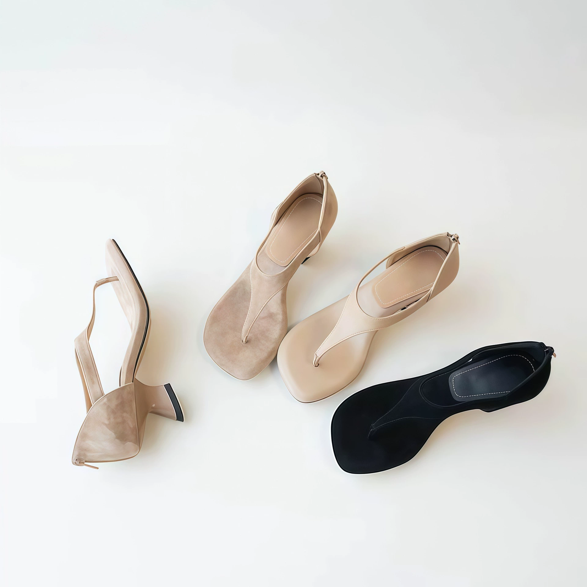 Sandalias únicas tipo thong con cremallera trasera para mujer, tacón alto sencillo, punta abierta