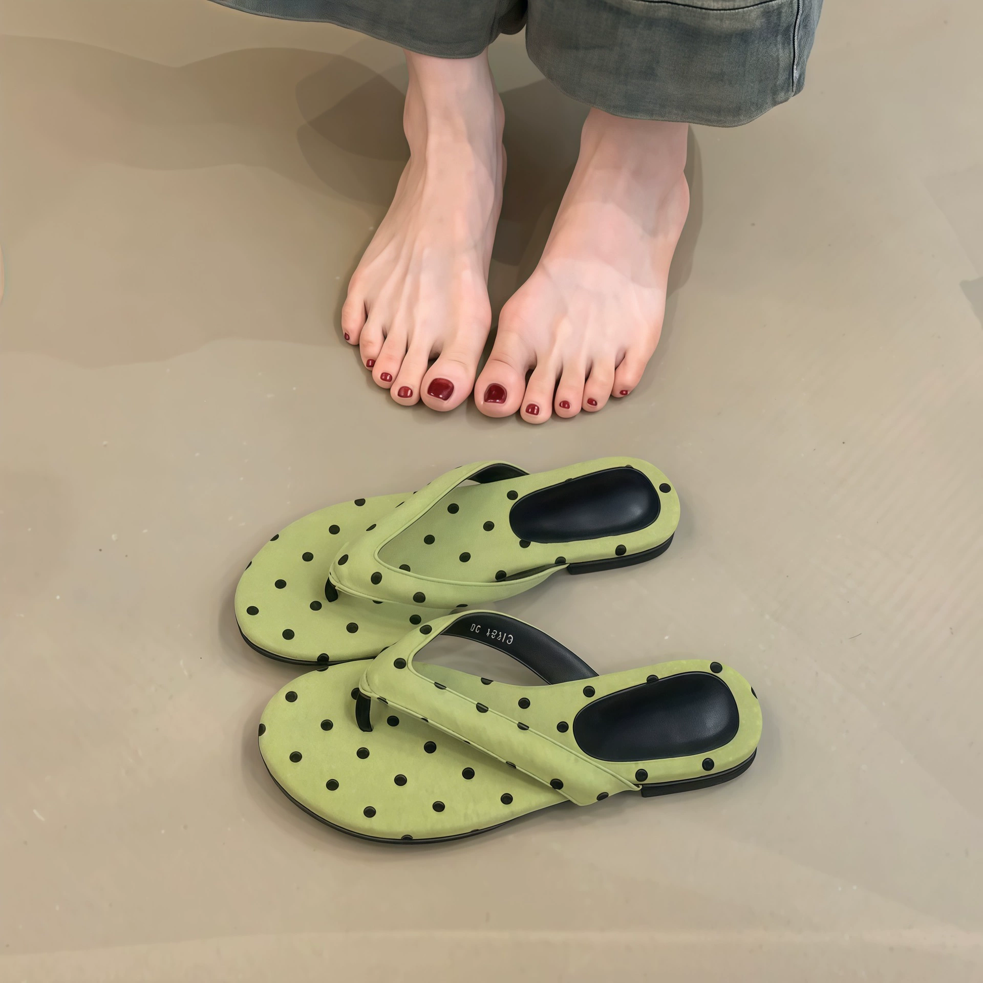 Chancletas de lunares para mujer, verano 2026, para vestir, vacaciones y playa