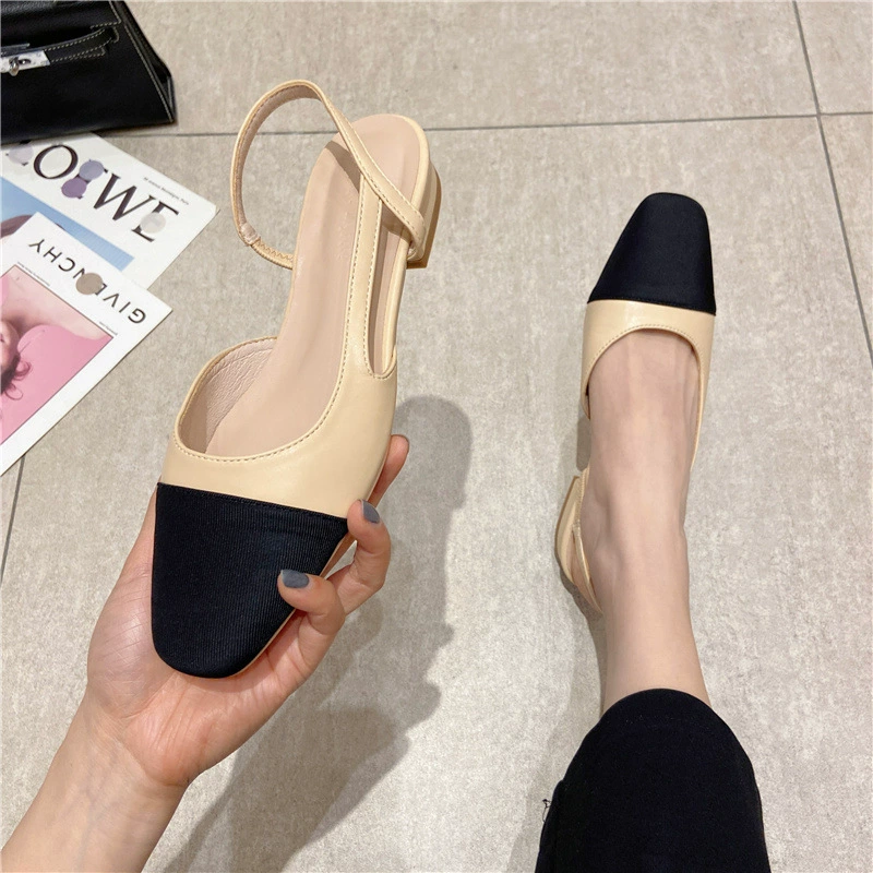 Sandalias Tacón Grueso Plano para Mujer 2023 Nuevo Verano, Cómodas Zapatos Cerrados de Deslizamiento