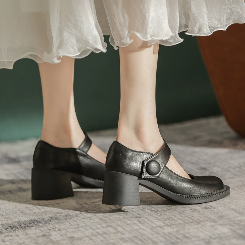 Damen MONA Mary Jane Blockabsätze, Französischer Stil JK Uniform Schuhe Retro