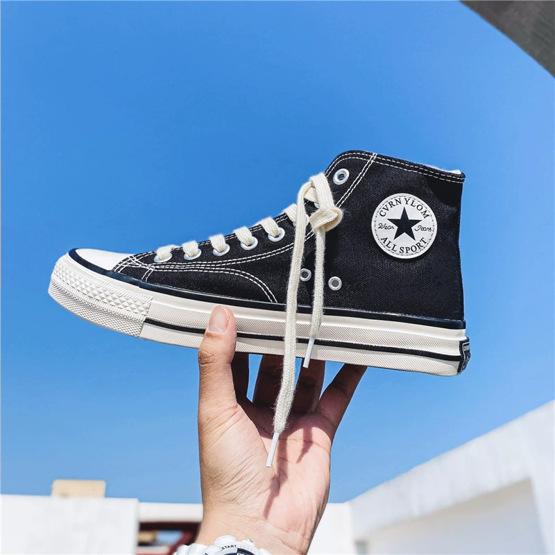 1970er High-Top Canvas-Schuhe für Herren, Vintage koreanischer Stil Studenten-Freizeitschuhe, modisch