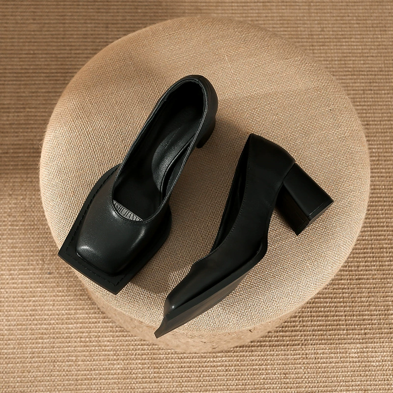 Damen Mary Jane Absätze, 2025 Herbst Mittelabsatz Quadratzehen Block Retro Schuhe