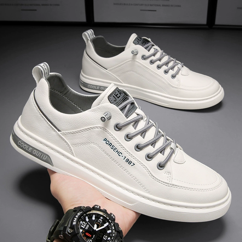 Herren-Casual-Lederschuhe 2026 Winter Koreanische Mode weiße Sneaker