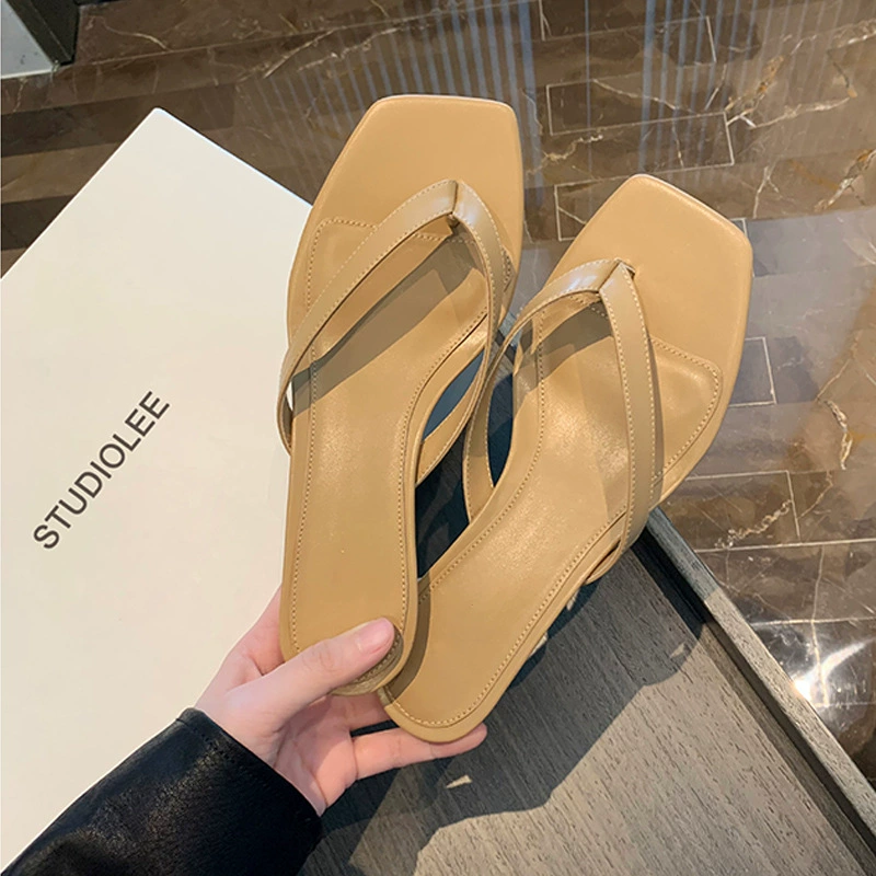 Nuevas Sandalias de Tacón Kitten para Mujer, Verano, Chanclas, Planas, Cómodas, Zapatillas de Deslizamiento