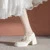 Damen Leder Weiße Absätze, French Retro Mary Jane Schleife Dicke Sohle Flats