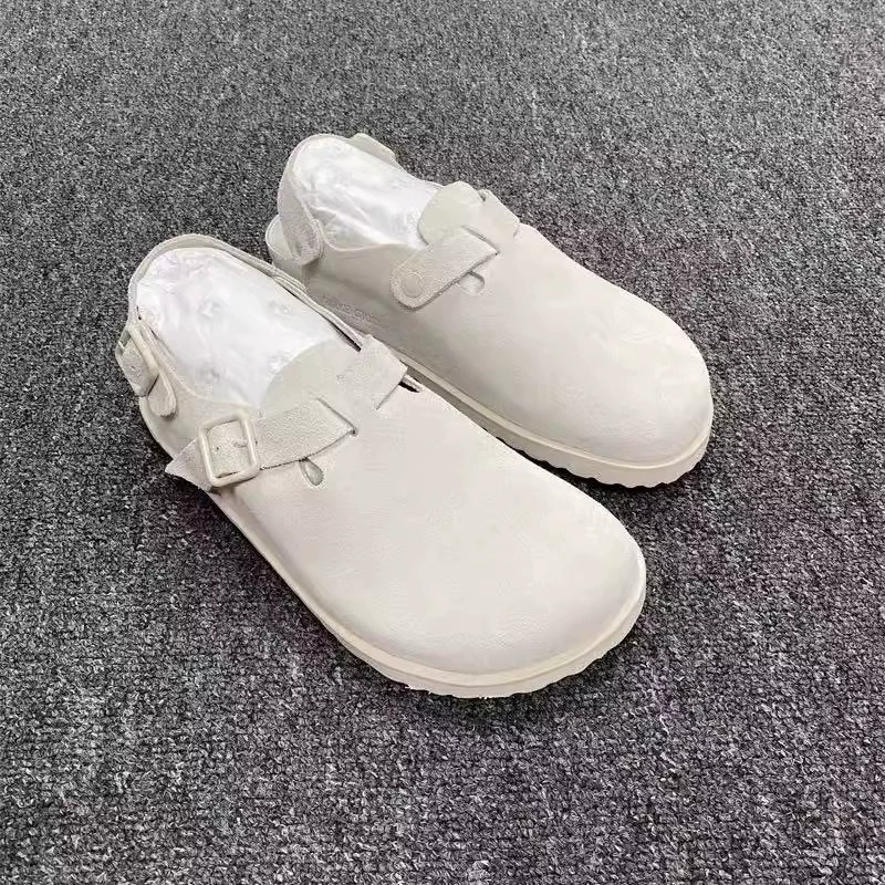 Schlicht Vielseitig Birkenstock Schuhe 2025 Neu Echtes Leder Dicksohle Weicher Kork Zeh Sandalen Halb Pantoffeln