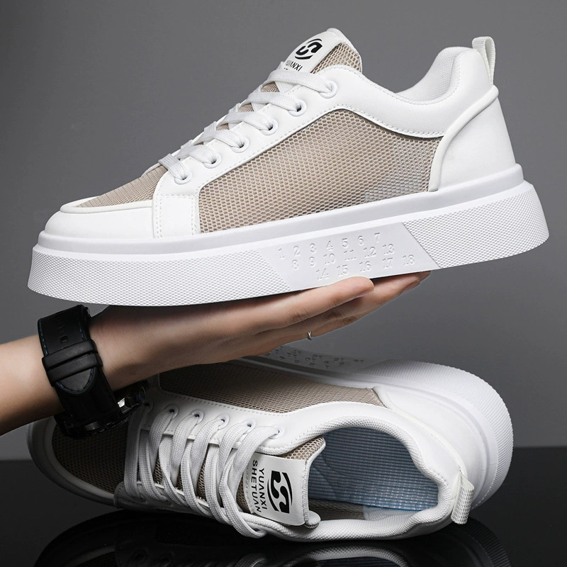 Spring Autumn Board Shoes Slip-On, Thick Sole Fashion Mesh Casual Flat Shoes