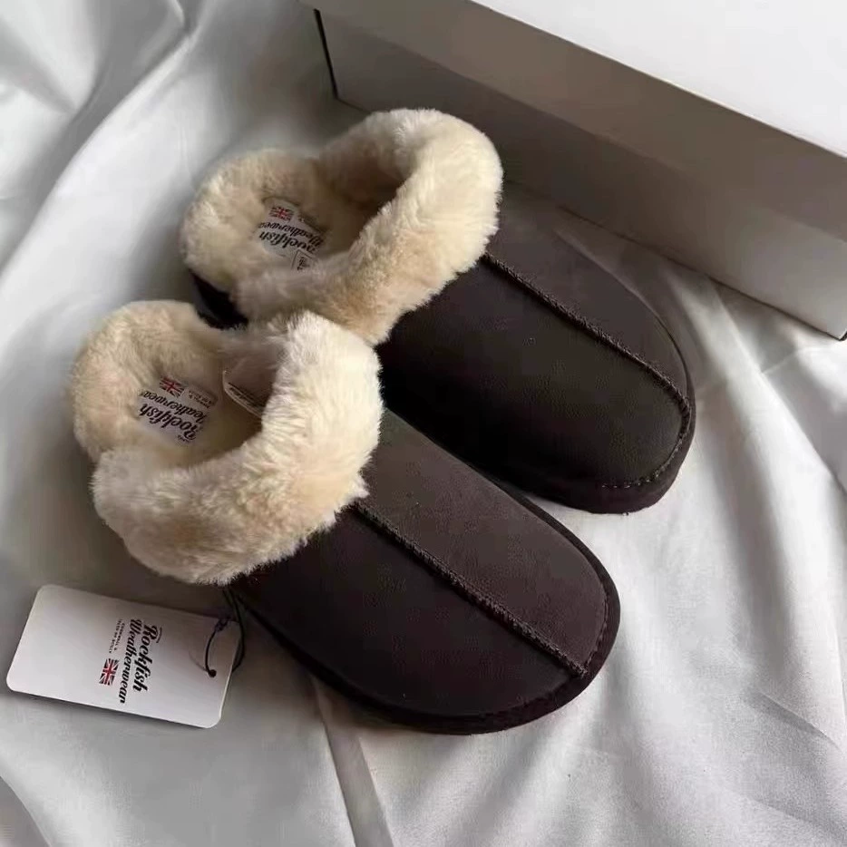 2025 Real Wool Fur Lined Thick Round Toe Fuzzy Snow Boots Women Winter Warm Anti-Slip