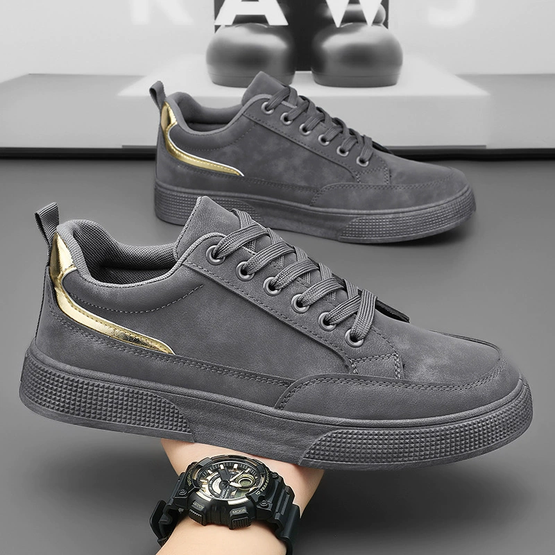 Men's Spring 2026 New Breathable Board Shoes, Korean Fashion Casual Leather Shoes, Thick Sole