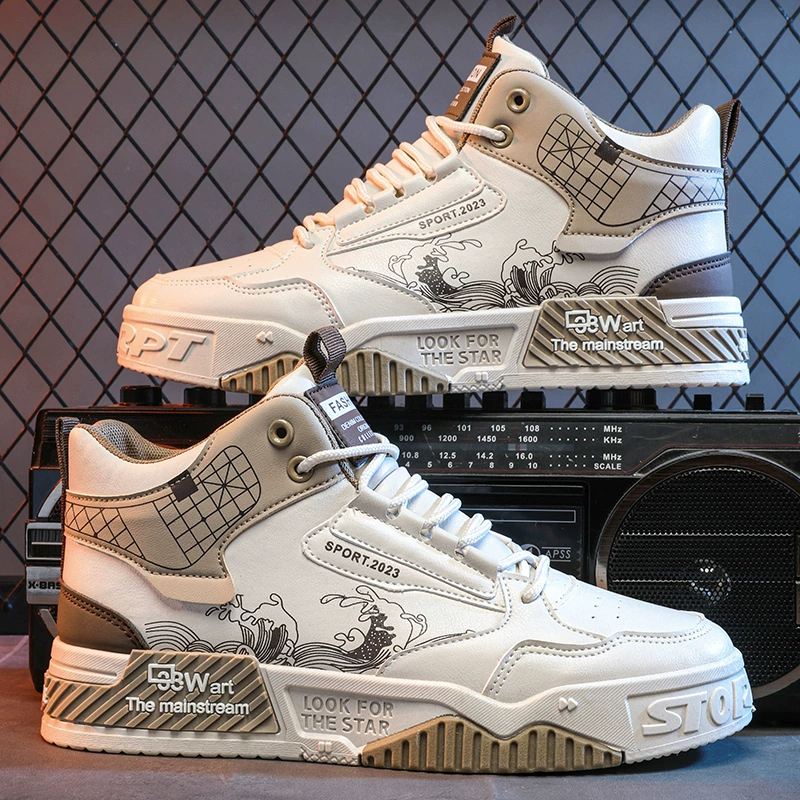 Chaussures board style chinois pour homme, printemps/automne, montantes, blanches, décontractées