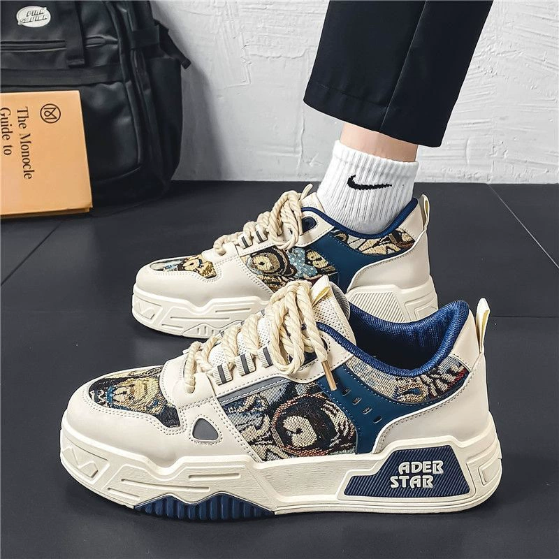 Zapatillas de lona transpirables de invierno para hombre, zapatillas chunky casuales que aumentan la altura para adolescentes