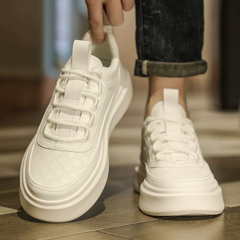 Sapatilhas Brancas Masculino Inverno 2026, Sneakers Casuais Chunky Antiderrapantes, Respiráveis