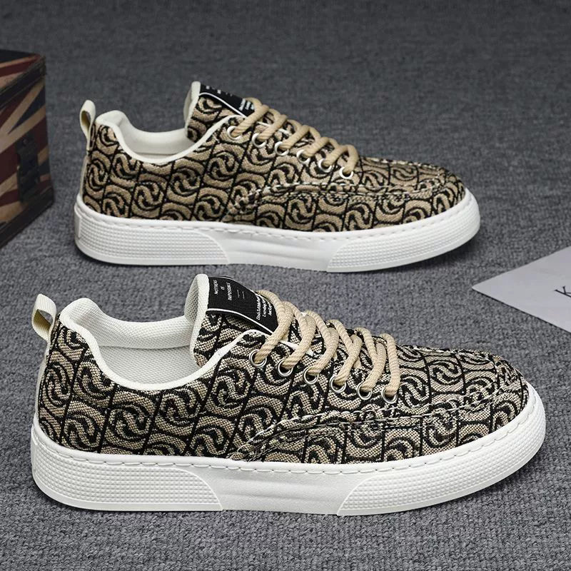 Zapatillas de lona de caña baja de invierno 2026 para hombre, zapatillas chunky casuales estampadas, modernas