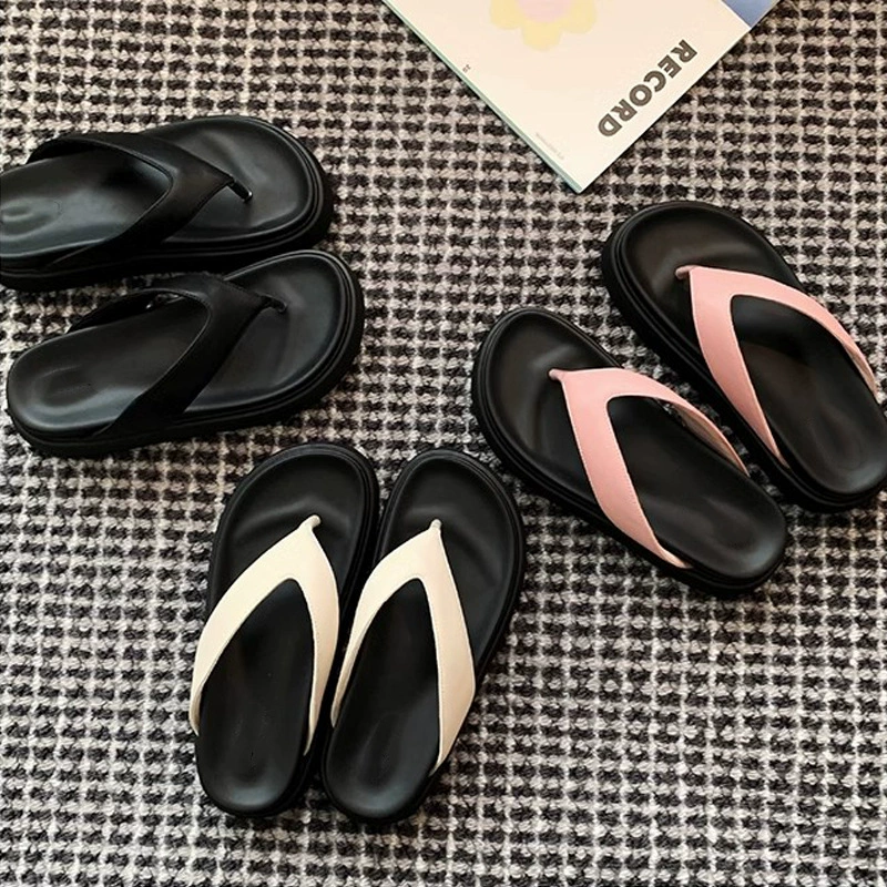 Women's Round Toe Thong Sandals with Thick Sole, Casual Summer Slippers