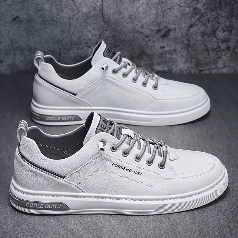 Herren Frühling/Herbst 2026 Freizeit-Lederschuhe, weiße flache Freizeit-Sneaker für Teens und Winter