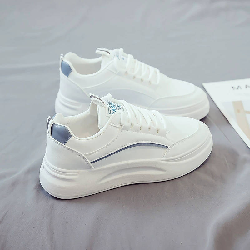 SH835 Weiße Sneaker für Damen Sommer, Atmungsaktive Koreanischer Style Dicke Sohle Freizeit Board Schuhe