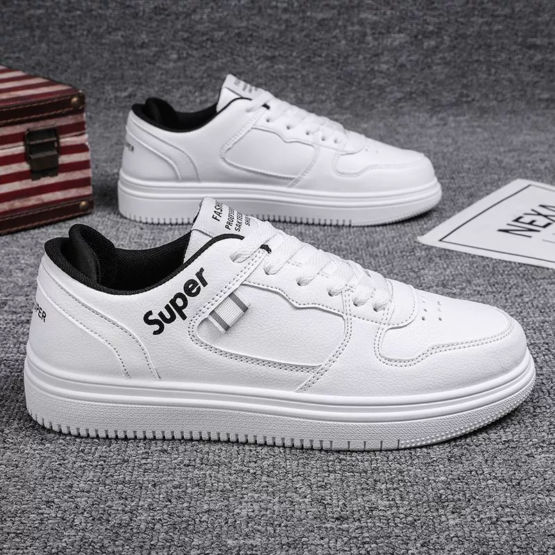 Sapatilhas Brancas Casuais Masculino Inverno, Sneakers Trendy Respiráveis para Homem, Estilo Versátil